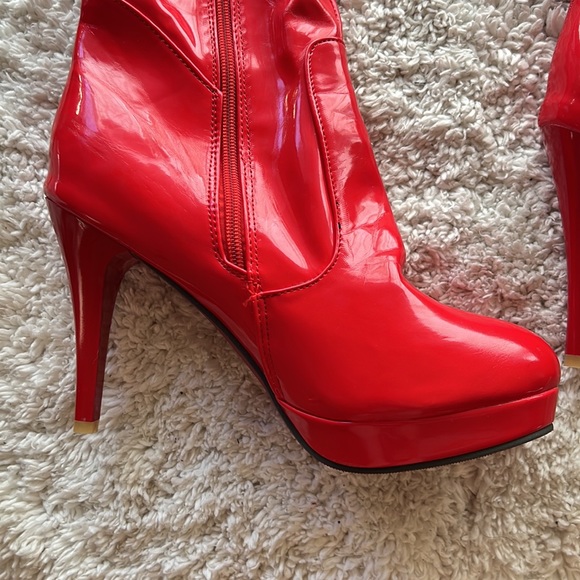Over the knee tall boots. Red, vinyl, 9.5 - Picture 2 of 6